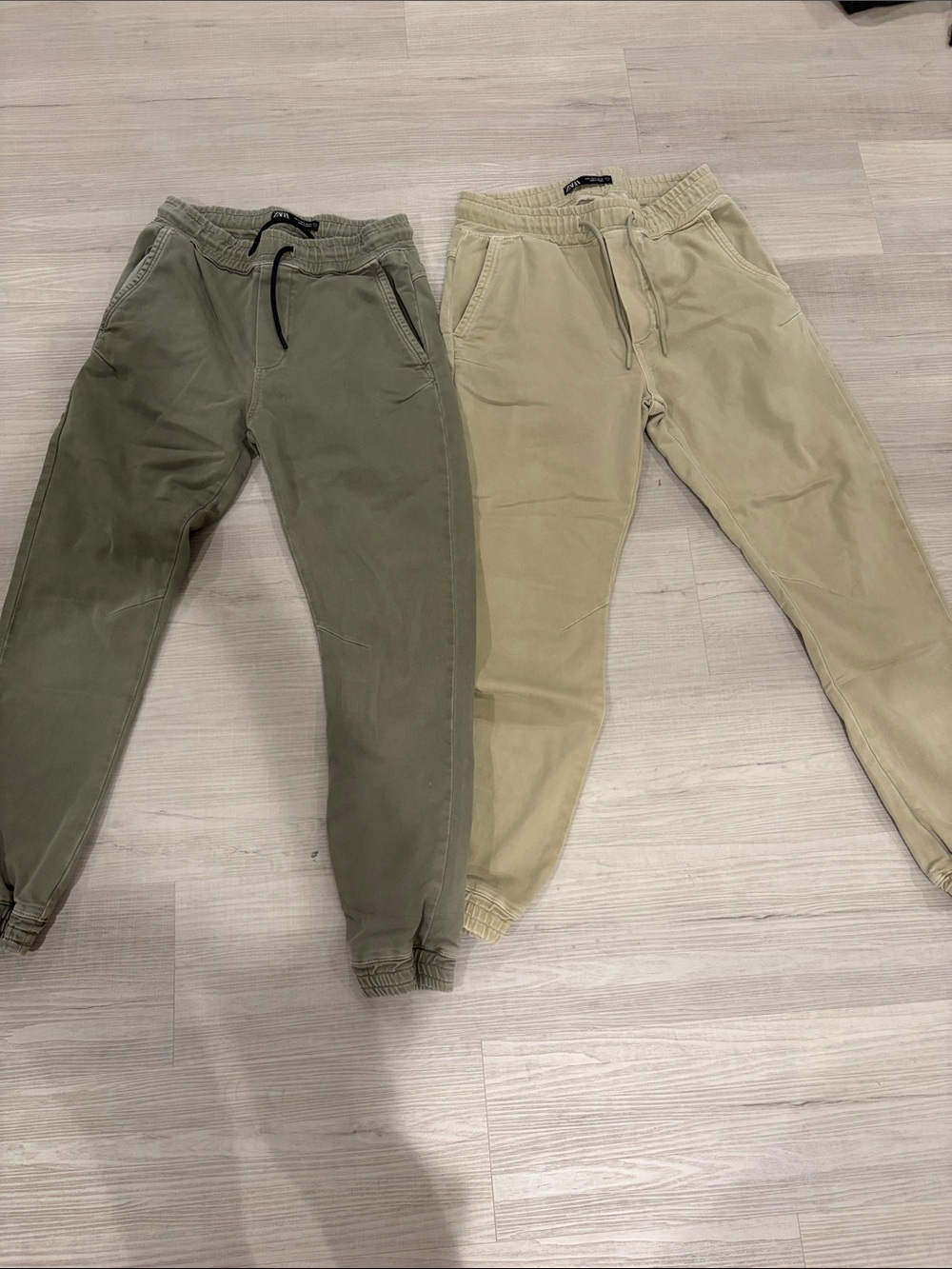 Zara Men's Khaki Drawstring Joggers - two pairs